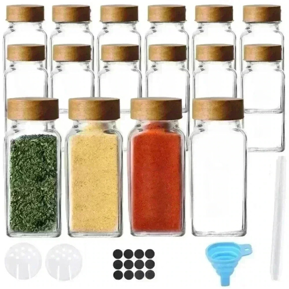 12 pack spice jars wooden lids - Picture 1 of 4